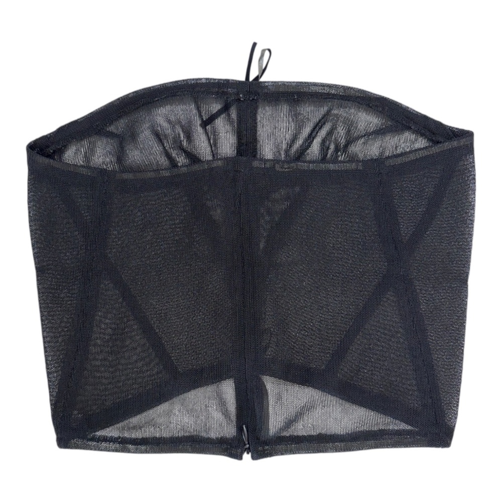 DELPHINE MURAT - VINTAGE SS01 - CROP BANDEAU TOP - VINYL KNIT - BLACK -  XS - Picture 2 of 4